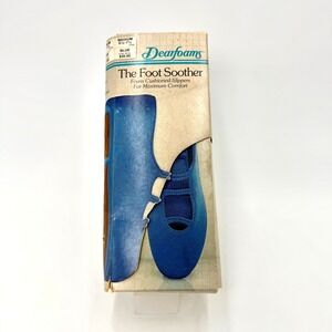 Dearfoams The Foot Soother Vintage Blue Foam Cushioned Slippers Suede Sole Med